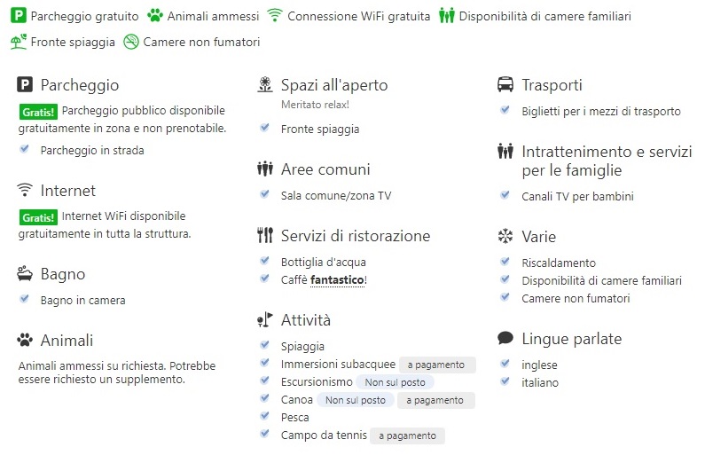 Servizi della Casetta di Dory sul Mare appartamento in affitto sul Mare a Genova